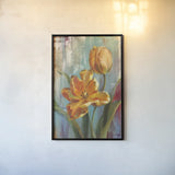 Parrot Tulips I by Danhui Nai. shown as a paper print in a black flame. Available as a archival giclee rolled canvas, fine art paper, or poster print. SKU 19285h.