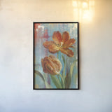 Parrot Tulips II by Danhui Nai. shown as a paper print in a black flame. Available as a archival giclee rolled canvas, fine art paper, or poster print. SKU 19286h.