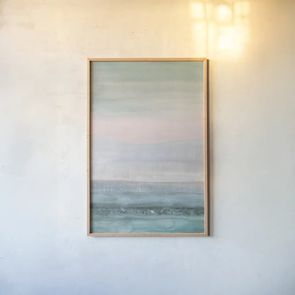 Pastel Seascape by Danhui Nai. shown as a paper print in a natural frame. Available as a archival giclee rolled canvas, fine art paper, or poster print. SKU 64057h.