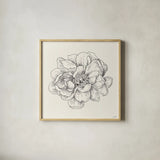 Pen and Ink Florals IV by Danhui Nai. Shown in a natural wood glass frame for a timeless modern aesthetic. Available as an archival giclee rolled canvas, fine art paper, or poster print. SKU 22766a.