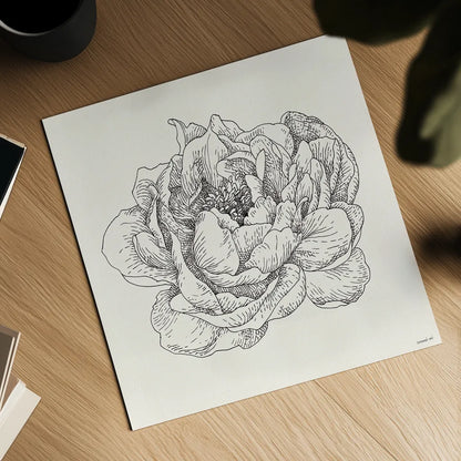 Pen and Ink Florals V by Danhui Nai. Shown as a detailed flat fine art print, highlighting archival giclee quality. Available as an archival giclee rolled canvas, fine art paper, or poster print. SKU 22767a.
