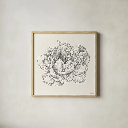 Pen and Ink Florals V by Danhui Nai. Shown in a natural wood glass frame for a timeless modern aesthetic. Available as an archival giclee rolled canvas, fine art paper, or poster print. SKU 22767a.