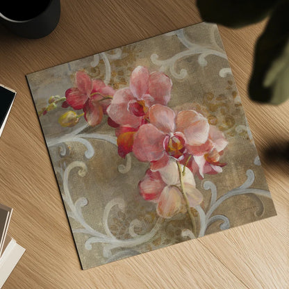 Pink Orchid by Danhui Nai. Shown as a detailed flat fine art print, highlighting archival giclee quality. Available as an archival giclee rolled canvas, fine art paper, or poster print. SKU 93199a.