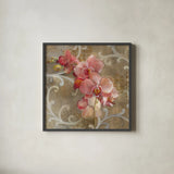 Pink Orchid by Danhui Nai. Shown in a sleek black glass frame for a contemporary gallery look. Available as an archival giclee rolled canvas, fine art paper, or poster print. SKU 93199a.