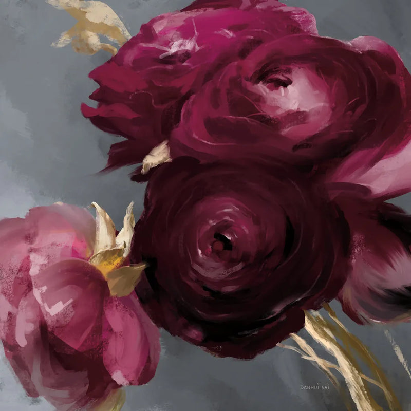 Plum Ranculus by Danhui Nai. SKU 96458a. Archival Giclee Fine art print for wall decor.