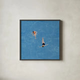 Pool Fun I by Danhui Nai. Shown in a sleek black glass frame for a contemporary gallery look. Available as an archival giclee rolled canvas, fine art paper, or poster print. SKU 102683a.