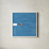 Pool Fun II by Danhui Nai. Shown in a crisp white glass frame for a clean and minimalist style. Available as an archival giclee rolled canvas, fine art paper, or poster print. SKU 102684a.