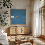 Pool Fun II by Danhui Nai. Shown in a natural wood frame in a cozy modern living room. Available as an archival giclee rolled canvas, fine art paper, or poster print. SKU 102684a.