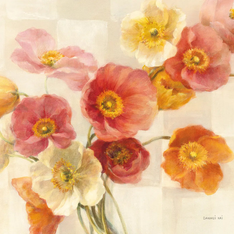 Poppies Delight Crop I by Danhui Nai. SKU 93201a. Archival Giclee Fine art print for wall decor.