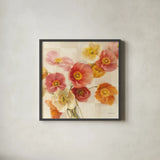 Poppies Delight Crop I by Danhui Nai. Shown in a sleek black glass frame for a contemporary gallery look. Available as an archival giclee rolled canvas, fine art paper, or poster print. SKU 93201a.