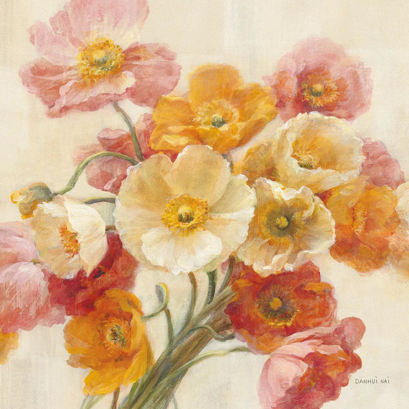 Poppies Delight Crop II by Danhui Nai. SKU 93202a. Archival Giclee Fine art print for wall decor.