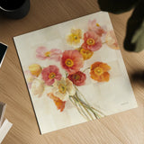 Poppies Delight I by Danhui Nai. Shown as a detailed flat fine art print, highlighting archival giclee quality. Available as an archival giclee rolled canvas, fine art paper, or poster print. SKU 9382a.