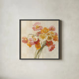 Poppies Delight II by Danhui Nai. Shown in a sleek black glass frame for a contemporary gallery look. Available as an archival giclee rolled canvas, fine art paper, or poster print. SKU 9383a.