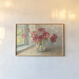 Poppies in the Sunlight by Danhui Nai. shown as a paper print in a natural frame. Available as a archival giclee rolled canvas, fine art paper, or poster print. SKU 93163i.