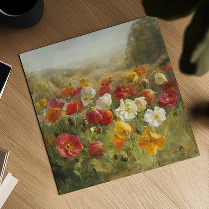 Poppy Field by Danhui Nai. Shown as a detailed flat fine art print, highlighting archival giclee quality. Available as an archival giclee rolled canvas, fine art paper, or poster print. SKU 6765a.