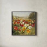Poppy Field by Danhui Nai. Shown in a sleek black glass frame for a contemporary gallery look. Available as an archival giclee rolled canvas, fine art paper, or poster print. SKU 6765a.