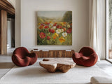 Poppy Field by Danhui Nai. Shown as extra-large giant wall art in a modern living room. Available as an archival giclee rolled canvas, fine art paper, or poster print. SKU 6765a.