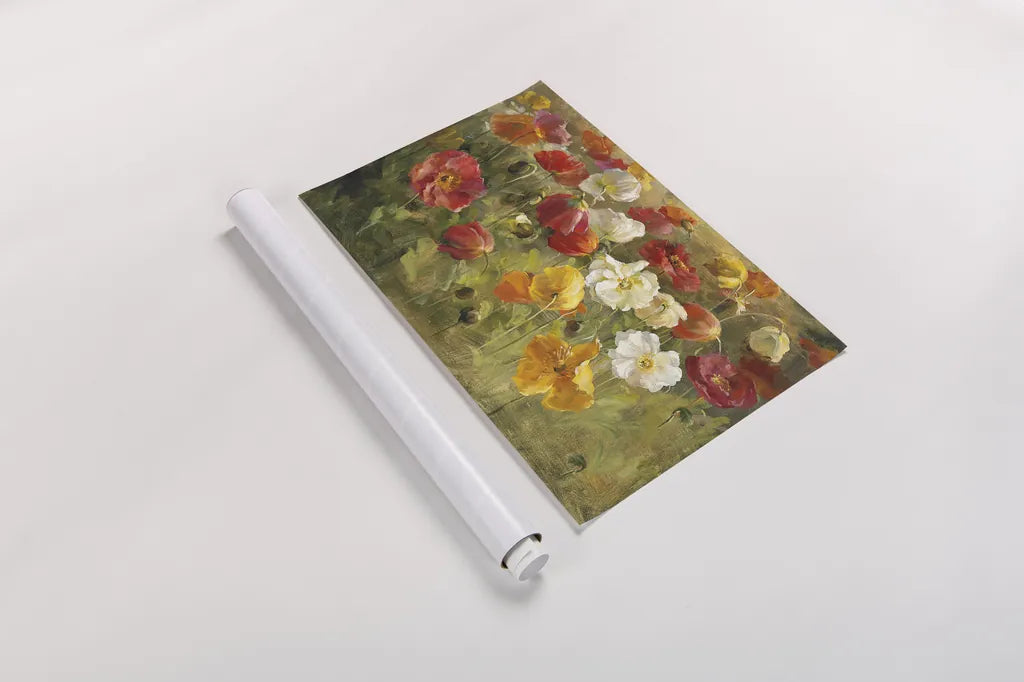 Poppy Field Crop by Danhui Nai. shown as a rolled paper print. Available as archival giclee rolled canvas, fine art paper, or poster print. SKU 6765i.