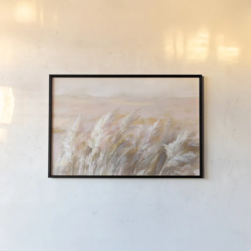 Prairie Grasses by Danhui Nai. shown as a paper print in a black flame. Available as a archival giclee rolled canvas, fine art paper, or poster print. SKU 70642i.