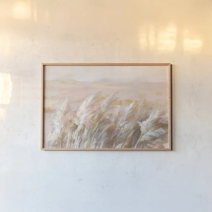Prairie Grasses by Danhui Nai. shown as a paper print in a natural frame. Available as a archival giclee rolled canvas, fine art paper, or poster print. SKU 70642i.