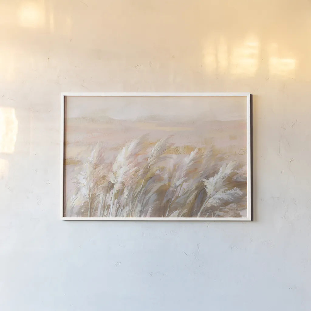 Prairie Grasses by Danhui Nai. shown as a paper print in a white frame. Available as a archival giclee rolled canvas, fine art paper, or poster print. SKU 70642i.
