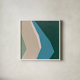 Prismatic by Danhui Nai. Shown in a crisp white glass frame for a clean and minimalist style. Available as an archival giclee rolled canvas, fine art paper, or poster print. SKU 85833a.