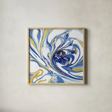 Psychedelic Blue I by Danhui Nai. Shown in a natural wood glass frame for a timeless modern aesthetic. Available as an archival giclee rolled canvas, fine art paper, or poster print. SKU 84423a.