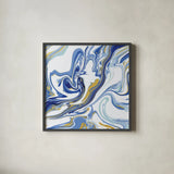Psychedelic Blue II by Danhui Nai. Shown in a sleek black glass frame for a contemporary gallery look. Available as an archival giclee rolled canvas, fine art paper, or poster print. SKU 84424a.