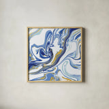 Psychedelic Blue II by Danhui Nai. Shown in a natural wood glass frame for a timeless modern aesthetic. Available as an archival giclee rolled canvas, fine art paper, or poster print. SKU 84424a.
