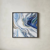 Psychedelic Blue III by Danhui Nai. Shown in a sleek black glass frame for a contemporary gallery look. Available as an archival giclee rolled canvas, fine art paper, or poster print. SKU 84425a.