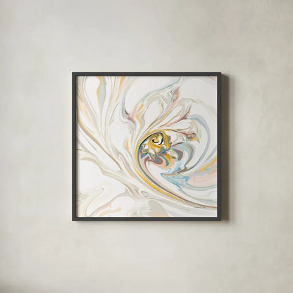 Psychedelic Neutral I by Danhui Nai. Shown in a sleek black glass frame for a contemporary gallery look. Available as an archival giclee rolled canvas, fine art paper, or poster print. SKU 84426a.