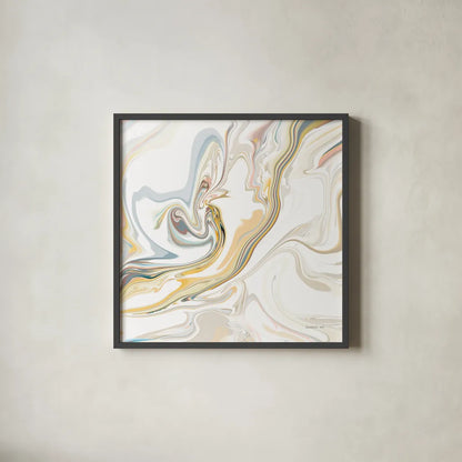 Psychedelic Neutral II by Danhui Nai. Shown in a sleek black glass frame for a contemporary gallery look. Available as an archival giclee rolled canvas, fine art paper, or poster print. SKU 84427a.