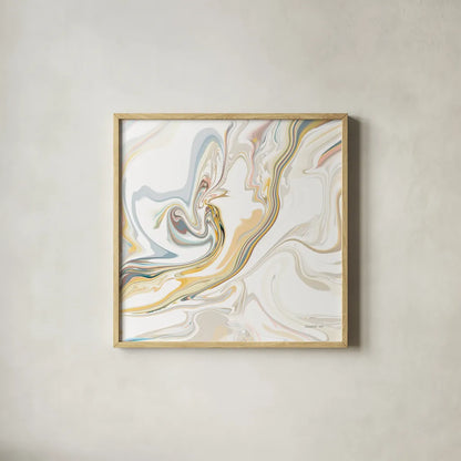 Psychedelic Neutral II by Danhui Nai. Shown in a natural wood glass frame for a timeless modern aesthetic. Available as an archival giclee rolled canvas, fine art paper, or poster print. SKU 84427a.