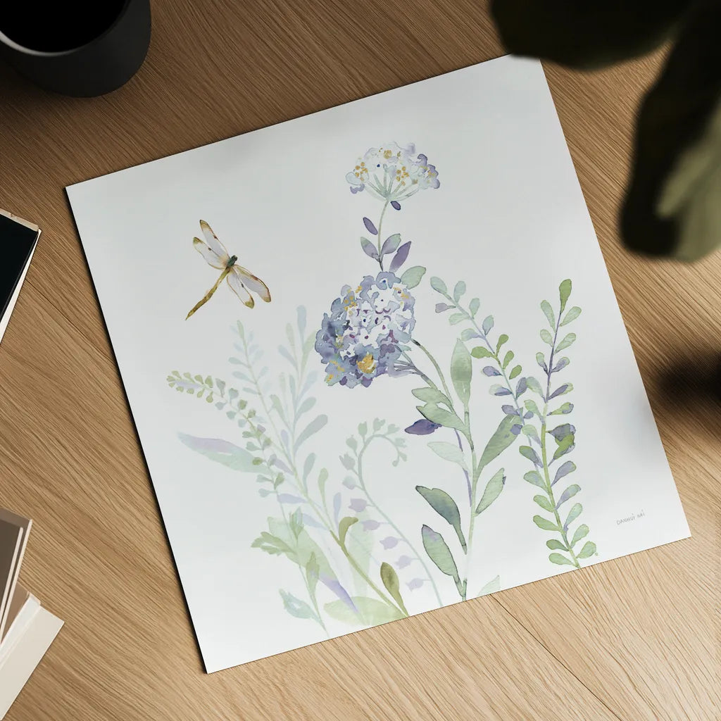 Purples of Summer VII by Danhui Nai. Shown as a detailed flat fine art print, highlighting archival giclee quality. Available as an archival giclee rolled canvas, fine art paper, or poster print. SKU 75498a.