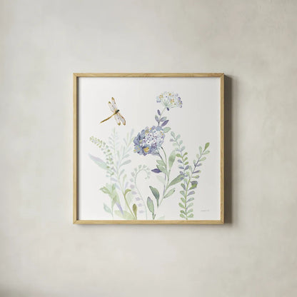 Purples of Summer VII by Danhui Nai. Shown in a natural wood glass frame for a timeless modern aesthetic. Available as an archival giclee rolled canvas, fine art paper, or poster print. SKU 75498a.