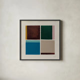 Quadrants by Danhui Nai. Shown in a sleek black glass frame for a contemporary gallery look. Available as an archival giclee rolled canvas, fine art paper, or poster print. SKU 85834a.