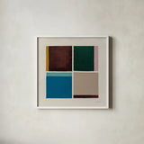 Quadrants by Danhui Nai. Shown in a crisp white glass frame for a clean and minimalist style. Available as an archival giclee rolled canvas, fine art paper, or poster print. SKU 85834a.
