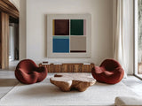 Quadrants by Danhui Nai. Shown as extra-large giant wall art in a modern living room. Available as an archival giclee rolled canvas, fine art paper, or poster print. SKU 85834a.