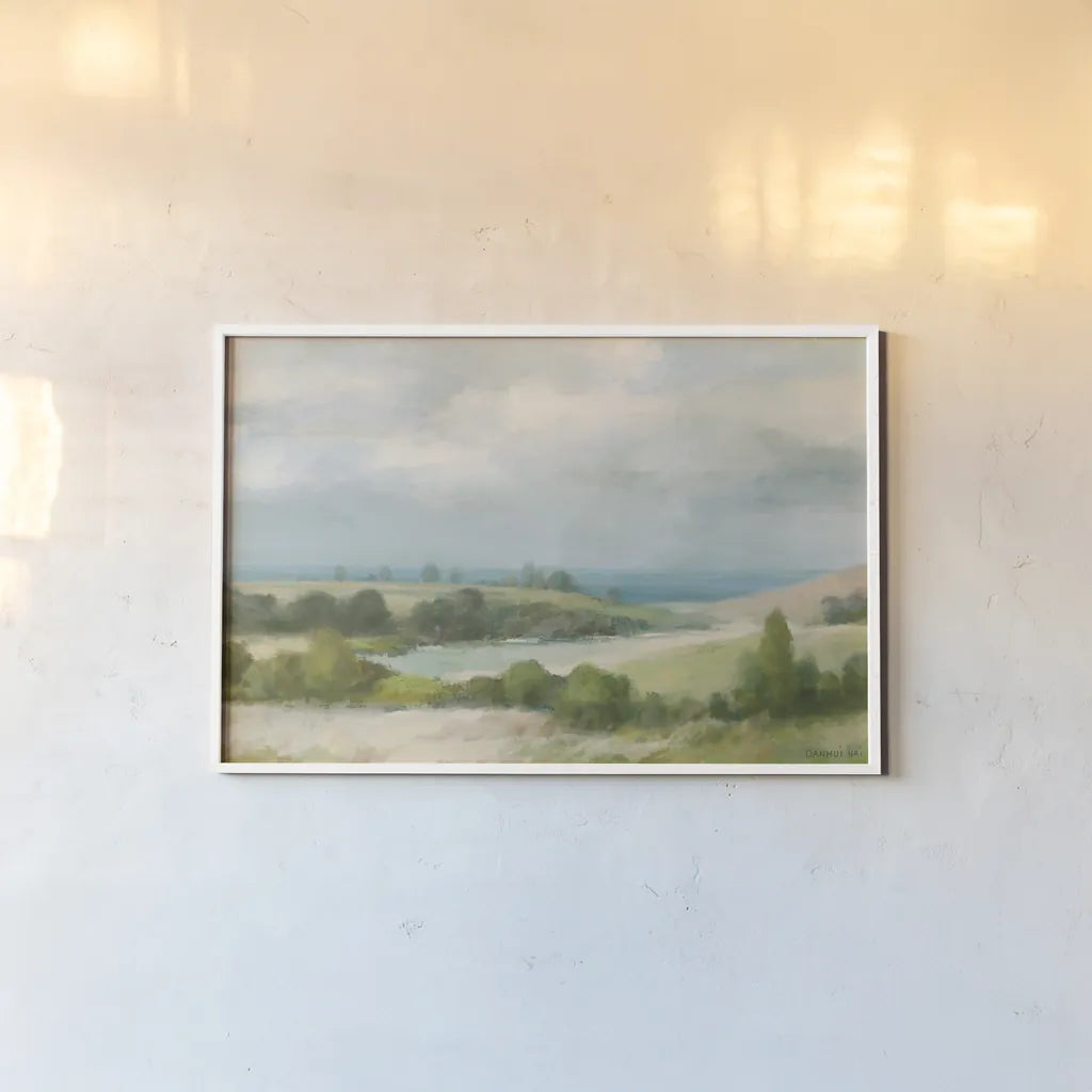 Quiet Coast by Danhui Nai. shown as a paper print in a white frame. Available as a archival giclee rolled canvas, fine art paper, or poster print. SKU 100602i.