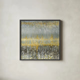 Rain Abstract I Yellow Gray by Danhui Nai. Shown in a sleek black glass frame for a contemporary gallery look. Available as an archival giclee rolled canvas, fine art paper, or poster print. SKU 56017a.