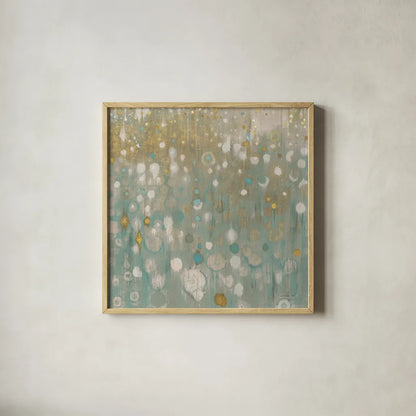 Rain Abstract II Neutral by Danhui Nai. Shown in a natural wood glass frame for a timeless modern aesthetic. Available as an archival giclee rolled canvas, fine art paper, or poster print. SKU 69137a.