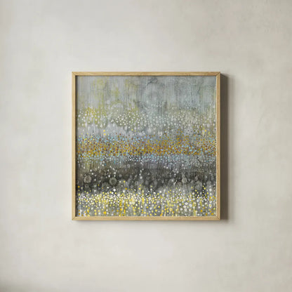 Rain Abstract III by Danhui Nai. Shown in a natural wood glass frame for a timeless modern aesthetic. Available as an archival giclee rolled canvas, fine art paper, or poster print. SKU 25798a.