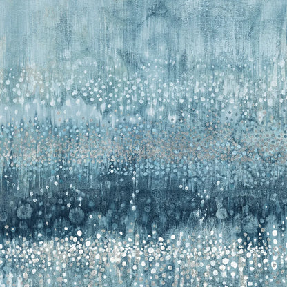 Rain Abstract III Blue Silver by Danhui Nai. SKU 54049a. Archival Giclee Fine art print for wall decor.