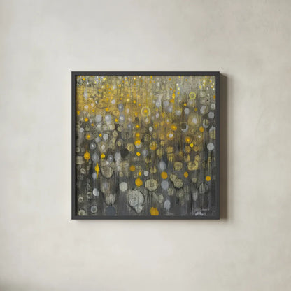Rain Abstract VI by Danhui Nai. Shown in a sleek black glass frame for a contemporary gallery look. Available as an archival giclee rolled canvas, fine art paper, or poster print. SKU 25801a.
