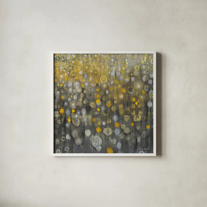 Rain Abstract VI by Danhui Nai. Shown in a crisp white glass frame for a clean and minimalist style. Available as an archival giclee rolled canvas, fine art paper, or poster print. SKU 25801a.
