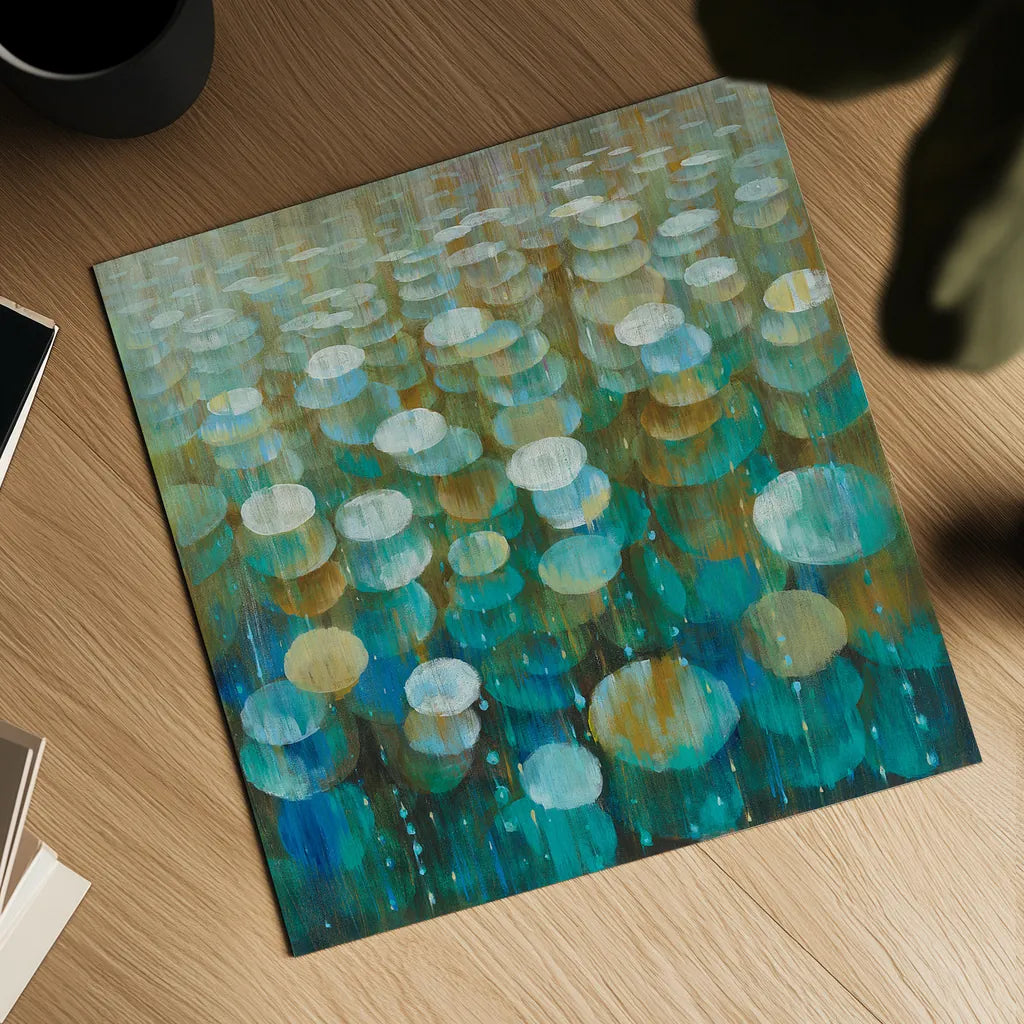Rain Drops by Danhui Nai. Shown as a detailed flat fine art print, highlighting archival giclee quality. Available as an archival giclee rolled canvas, fine art paper, or poster print. SKU 23843a.