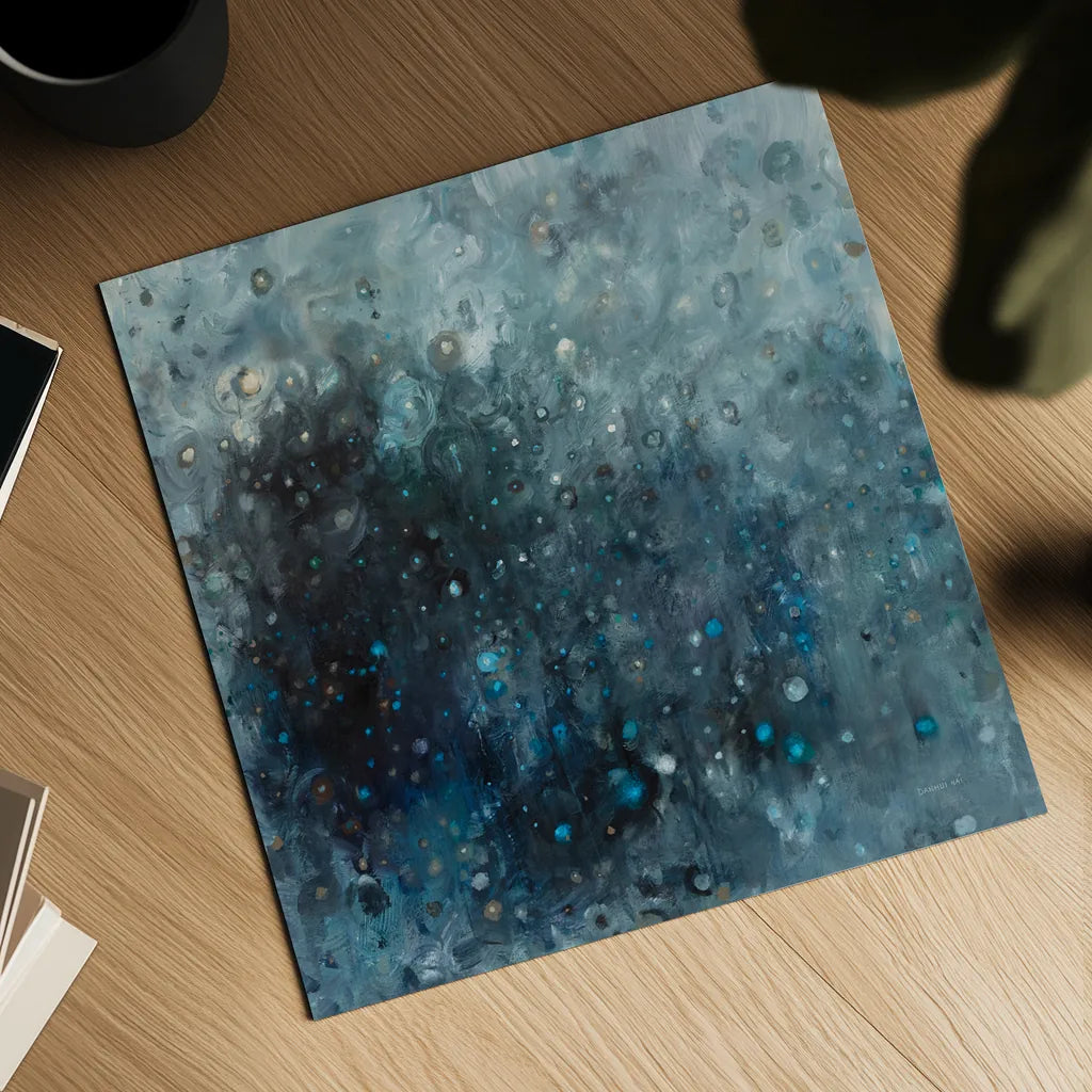 Rain in Gray and Blue by Danhui Nai. Shown as a detailed flat fine art print, highlighting archival giclee quality. Available as an archival giclee rolled canvas, fine art paper, or poster print. SKU 88192a.