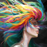 Rainbow Hair by Danhui Nai. SKU 88813a. Archival Giclee Fine art print for wall decor.