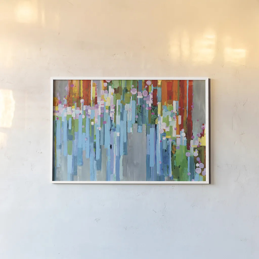 Rainbow of Stripes Crop by Danhui Nai. shown as a paper print in a white frame. Available as a archival giclee rolled canvas, fine art paper, or poster print. SKU 30240i.