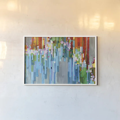 Rainbow of Stripes Crop by Danhui Nai. shown as a paper print in a white frame. Available as a archival giclee rolled canvas, fine art paper, or poster print. SKU 30240i.